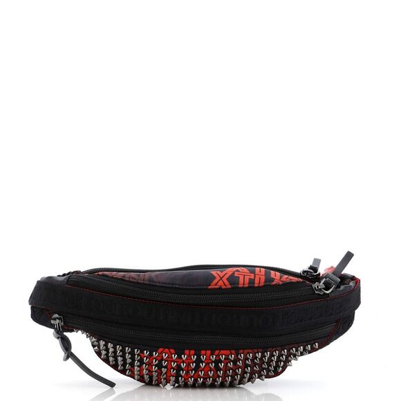 Christian Louboutin Paris NYC Waist Bag Spiked Nylon Small Black - Picture 1 of 7